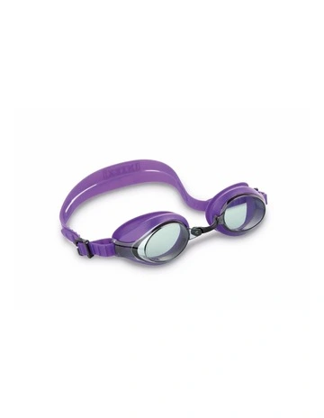 Silicone Adjustable Sports Racing Pool Swimming Goggles Set in Purple