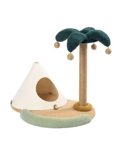 Island Cat Scratcher Tree With Hanging Ball in Multi