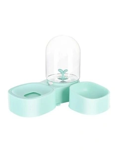 Pakeway Mangosteen Pet Dog Single Plastic Food/Drink Bowl w/Water Dispenser Aqua