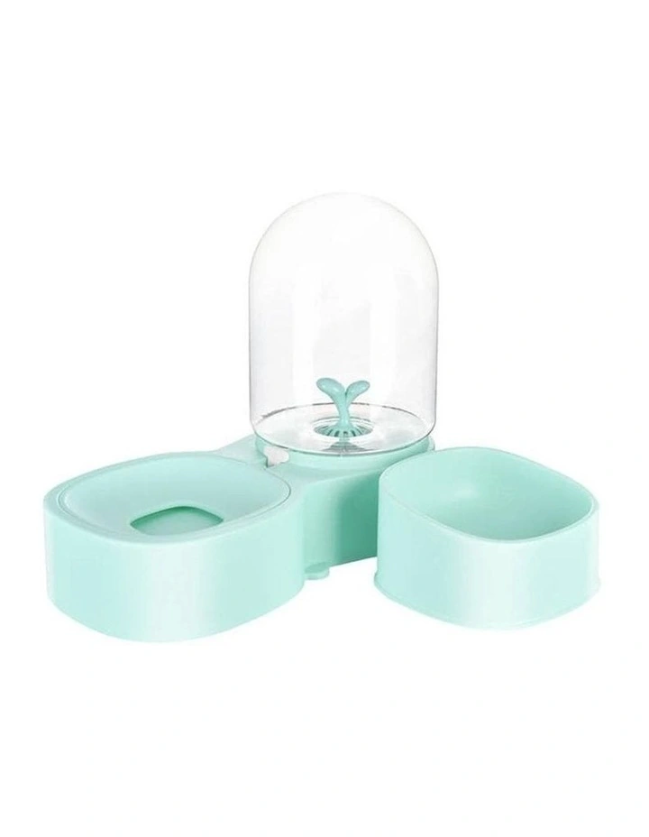 Pakeway Mangosteen Pet Dog Single Plastic Food/Drink Bowl w/Water Dispenser Aqua image 1