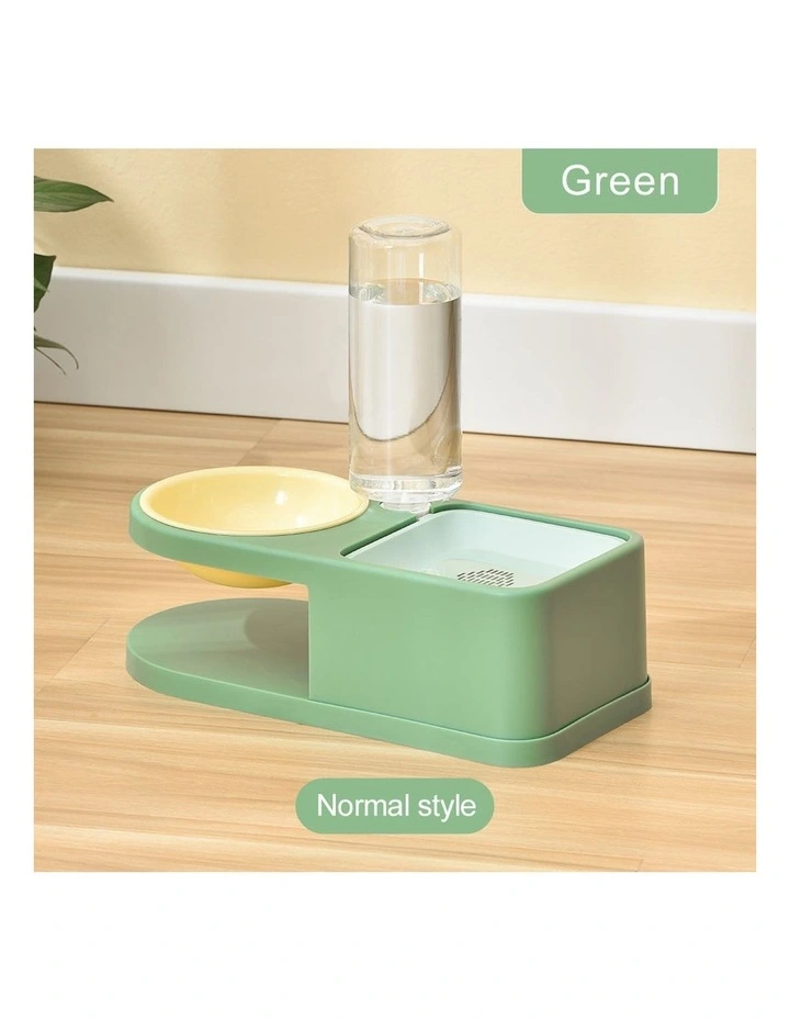 Square Met Round Pet Plastic Feeding Bowl in Green image 2