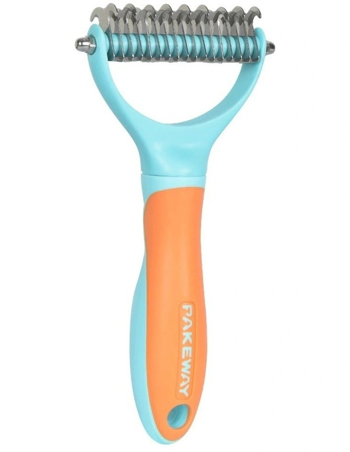 T10 Dual Head Demitting Undercoat Pet Grooming Comb in Orange image 1
