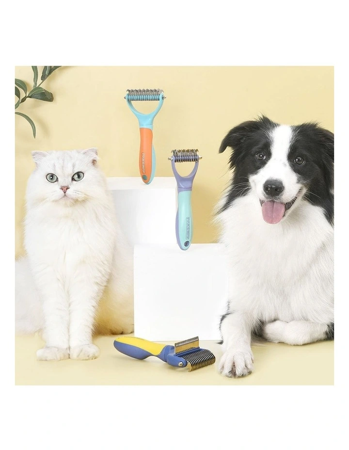 T10 Dual Head Demitting Undercoat Pet Grooming Comb in Orange image 2