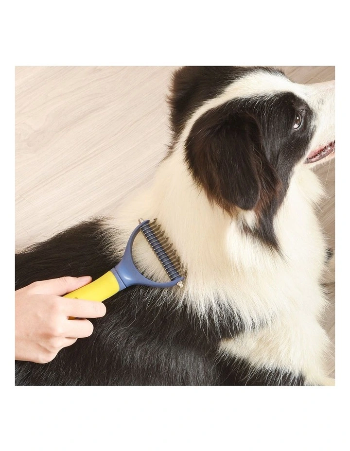 T10 Dual Head Demitting Undercoat Pet Grooming Comb in Orange image 3