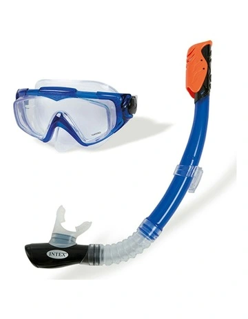 Aqua Flow Sport Silicone Swim Snorkeling Goggle Mask/Snorkel Set 14y  in Blue