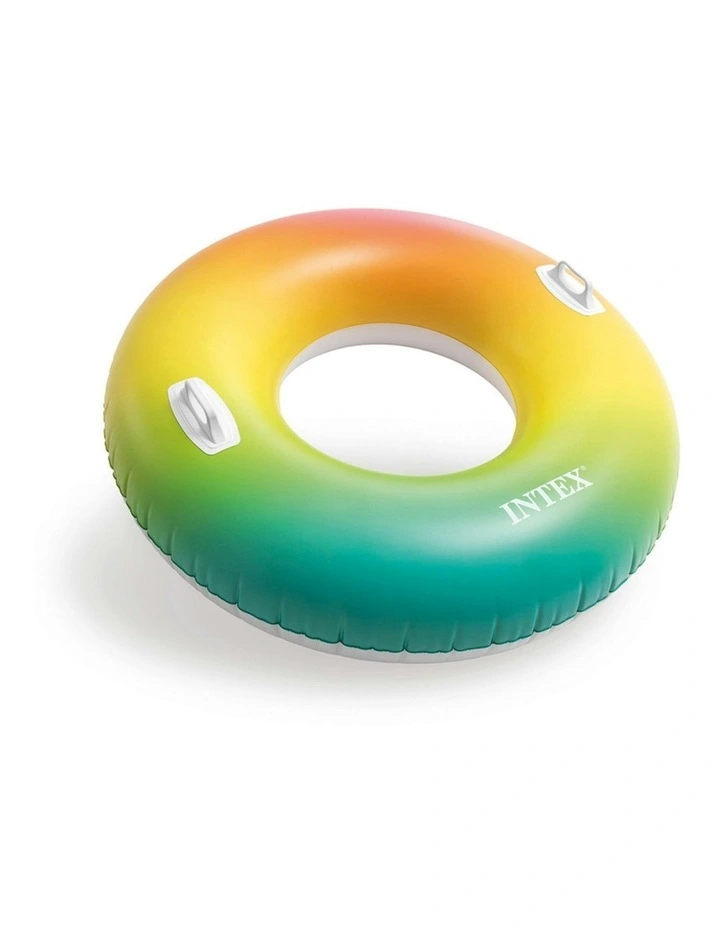 Rainbow Ombre Inflatable Ring Swimming Pool Tube 121cm in Multi image 1