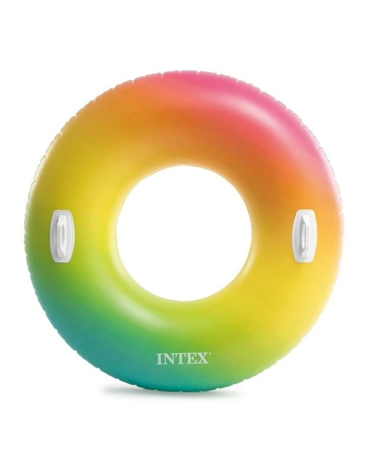 Rainbow Ombre Inflatable Ring Swimming Pool Tube 121cm in Multi image 2