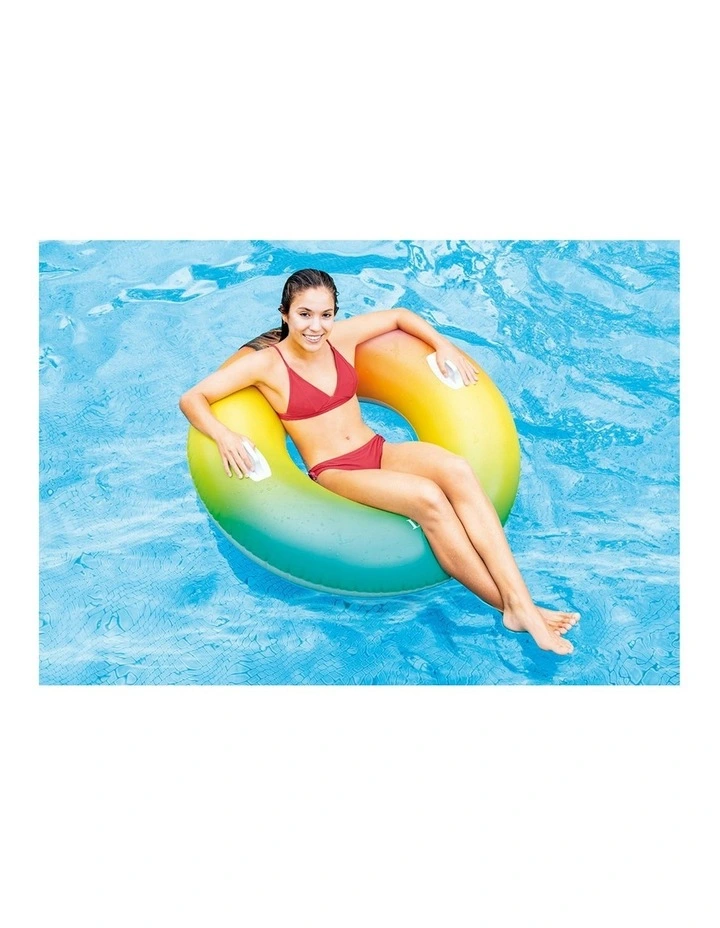 Rainbow Ombre Inflatable Ring Swimming Pool Tube 121cm in Multi image 3