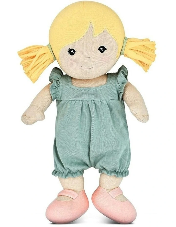 Organic Cotton Doll Chloe In Sage Infant Cuddle Toy 32cm in Multi image 1