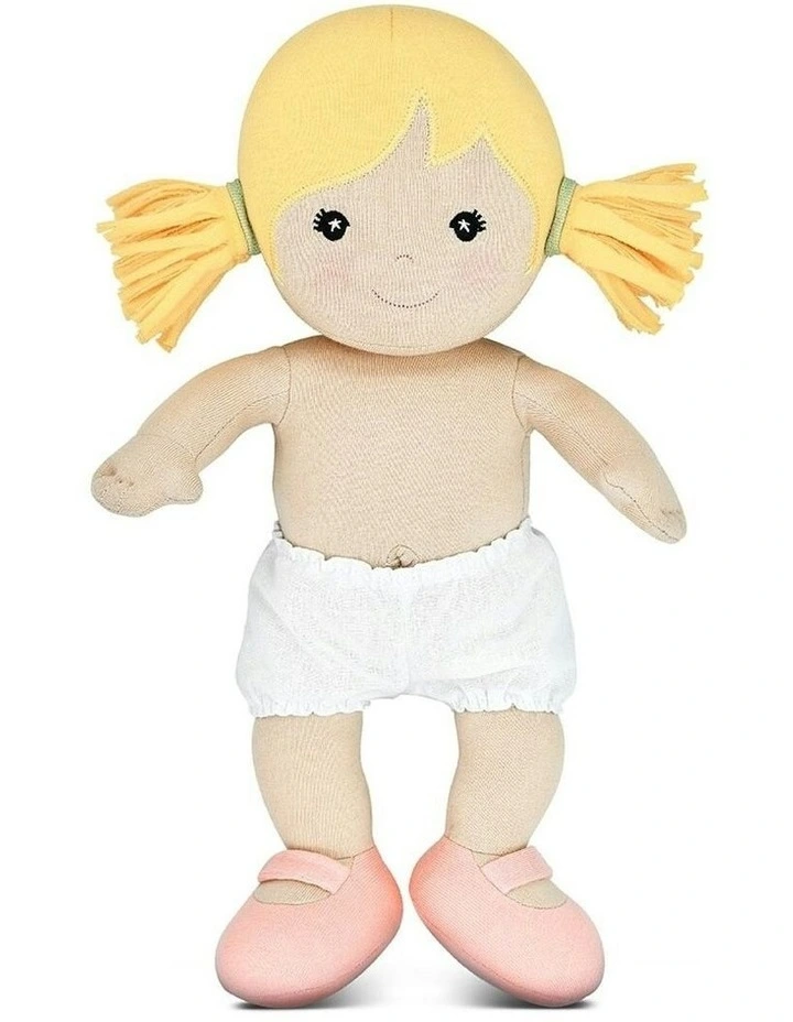 Organic Cotton Doll Chloe In Sage Infant Cuddle Toy 32cm in Multi image 2