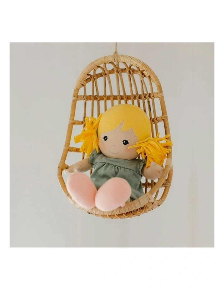 Organic Cotton Doll Chloe In Sage Infant Cuddle Toy 32cm in Multi image 4