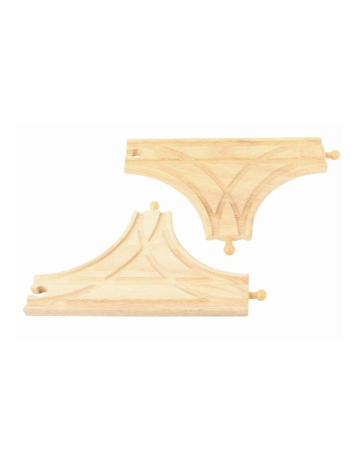 2pc Rail T-Junction Tracks Accessory Wooden 3y+ 21cm in Multi image 1