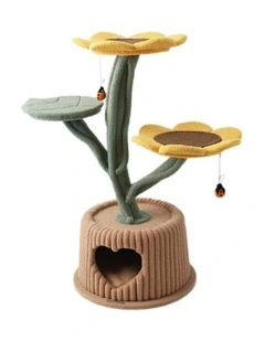 Cmisstree Sunflower in a Pot House Pet Cat Tree Scratcher Post w/ Hanging Toy