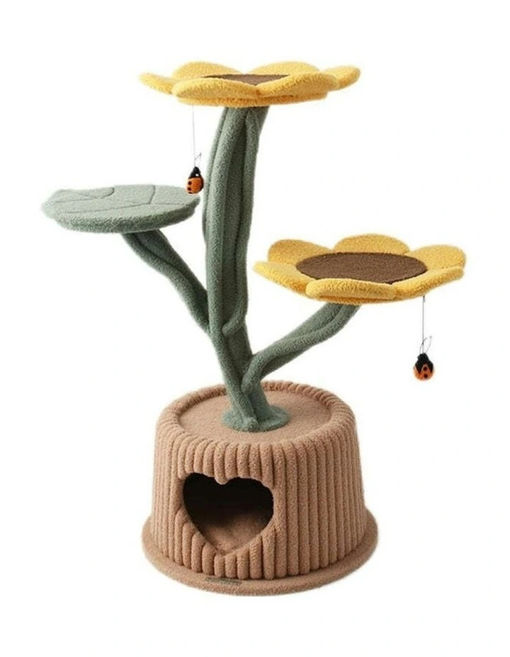 Cmisstree Sunflower in a Pot House Pet Cat Tree Scratcher Post w/ Hanging Toy image 1