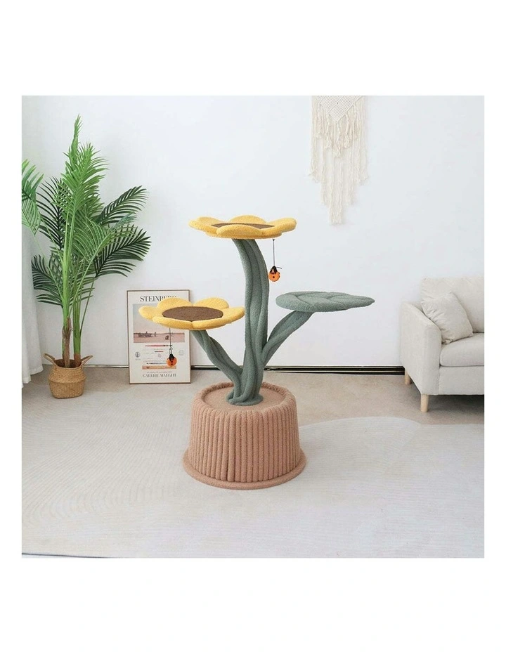 Cmisstree Sunflower in a Pot House Pet Cat Tree Scratcher Post w/ Hanging Toy image 3