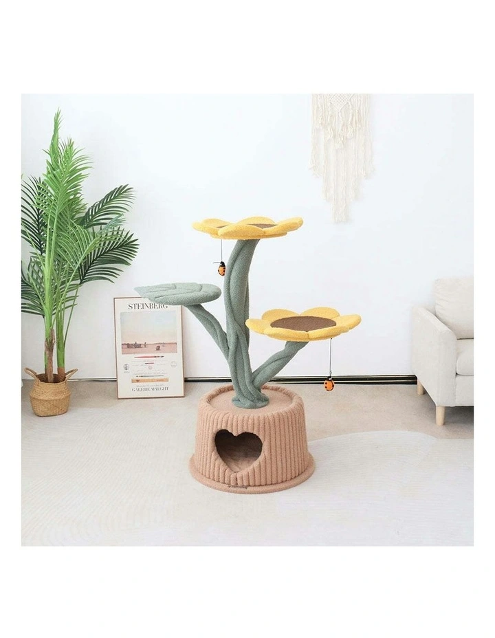 Cmisstree Sunflower in a Pot House Pet Cat Tree Scratcher Post w/ Hanging Toy image 5