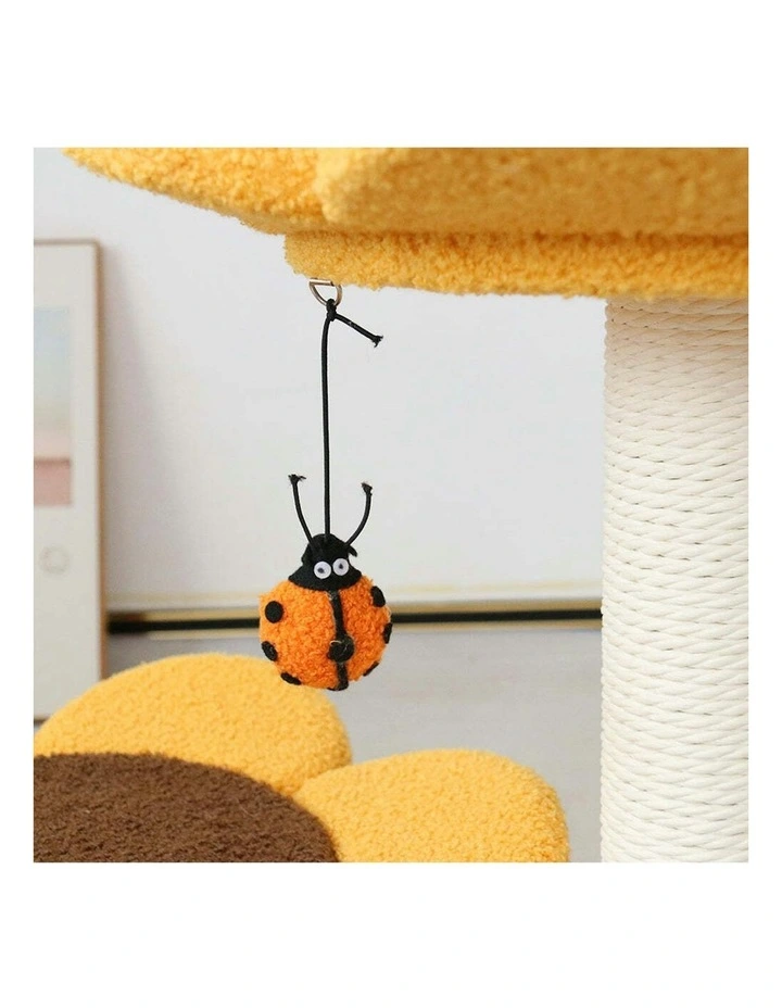 Cmisstree 2-Level Sunflower Pet Cat Scratching Tree Post w/Hanging Toy Scratcher image 5