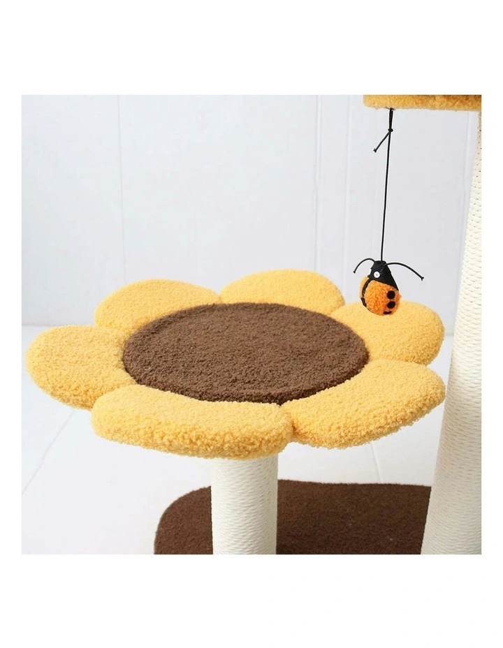 Cmisstree 2-Level Sunflower Pet Cat Scratching Tree Post w/Hanging Toy Scratcher image 6