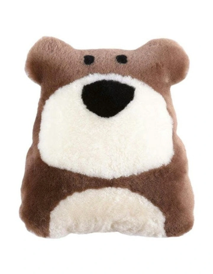 Auskin Sheepskin Pet Bear Cushion Home/Room Decorative Pillow 35x40cm Brown image 1