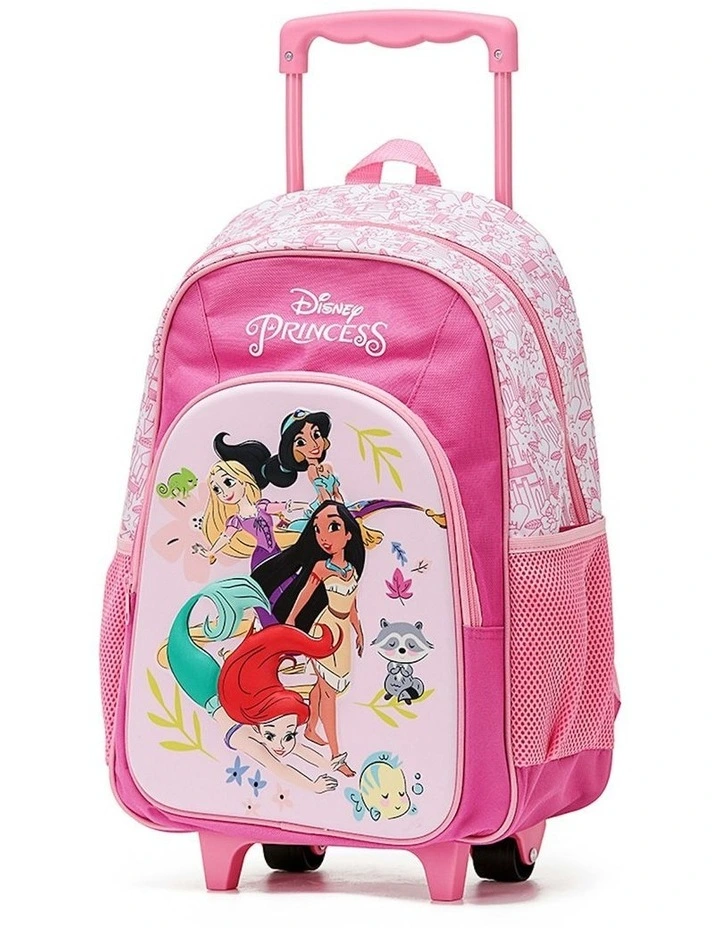 Princesses Travel Trolley Bag School Backpack in Pink image 1