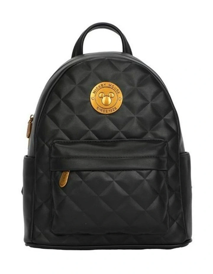 Mickey PU School Quilted Rucksack Backpack in Black image 1