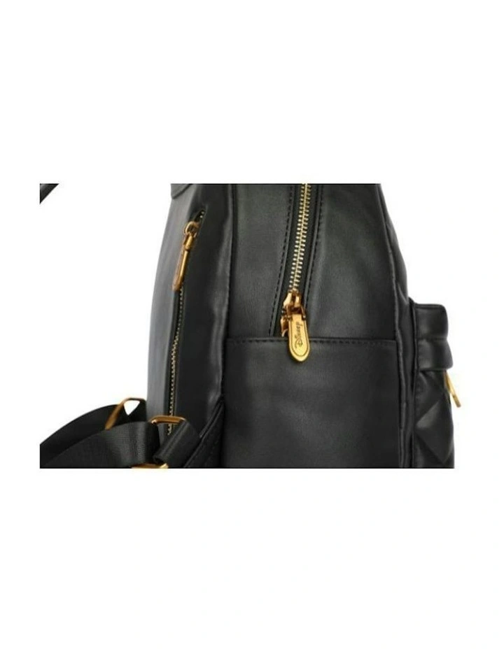 Mickey PU School Quilted Rucksack Backpack in Black image 3