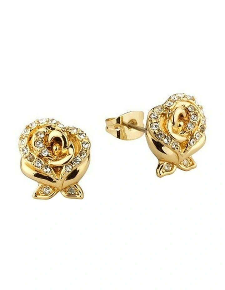 Disney Beauty and The Beast Enchanted Crystal Earrings in Gold image 1