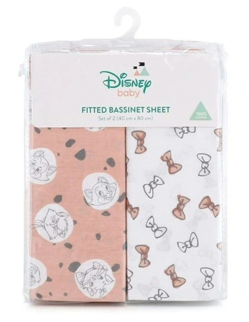 Disney Cats Themed Print Size Bassinet Sheets 2Pack in Multi