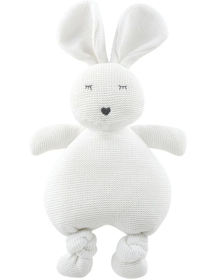 The Peanutshell Knitted Plush Cotton Soft Animal Baby Toy 30cm in White image 1
