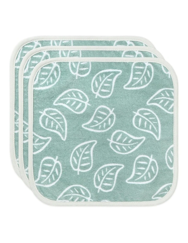 3 Piece The Peanutshell Woodland Adventure Face Towels 25cm in Green image 2