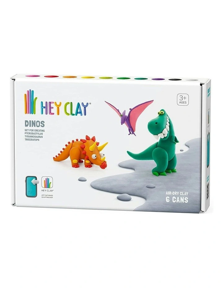 Hey Clay Dinosaurs Medium Modelling Clay Art/Craft Set 6 Pieces image 1