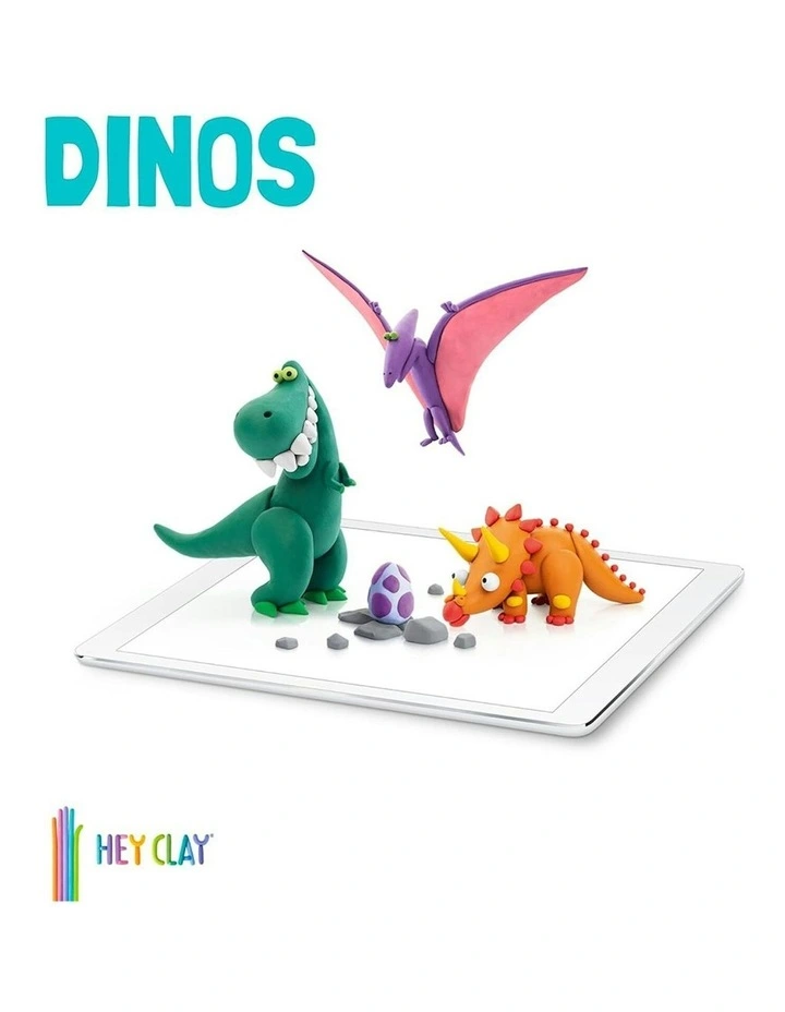 Hey Clay Dinosaurs Medium Modelling Clay Art/Craft Set 6 Pieces image 2