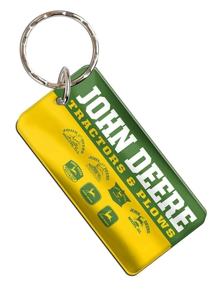 Rectangular Key Ring/Chain Vintage Premium Acylic in Green/Yellow image 3