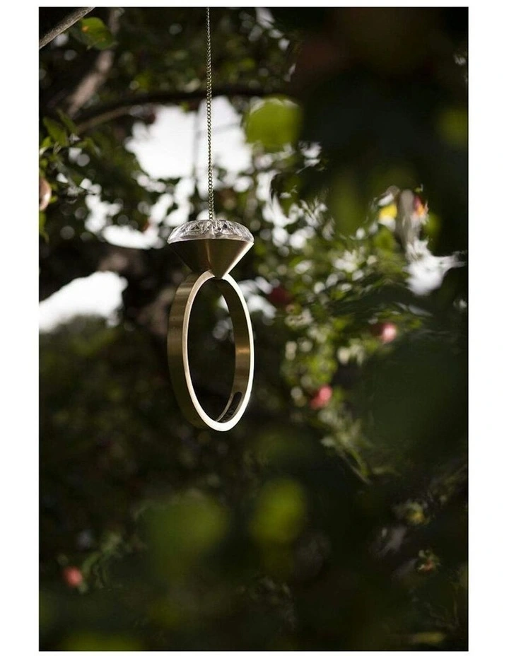 Diamond Ring Hanging Bird Feeder 29cm in Gold image 3
