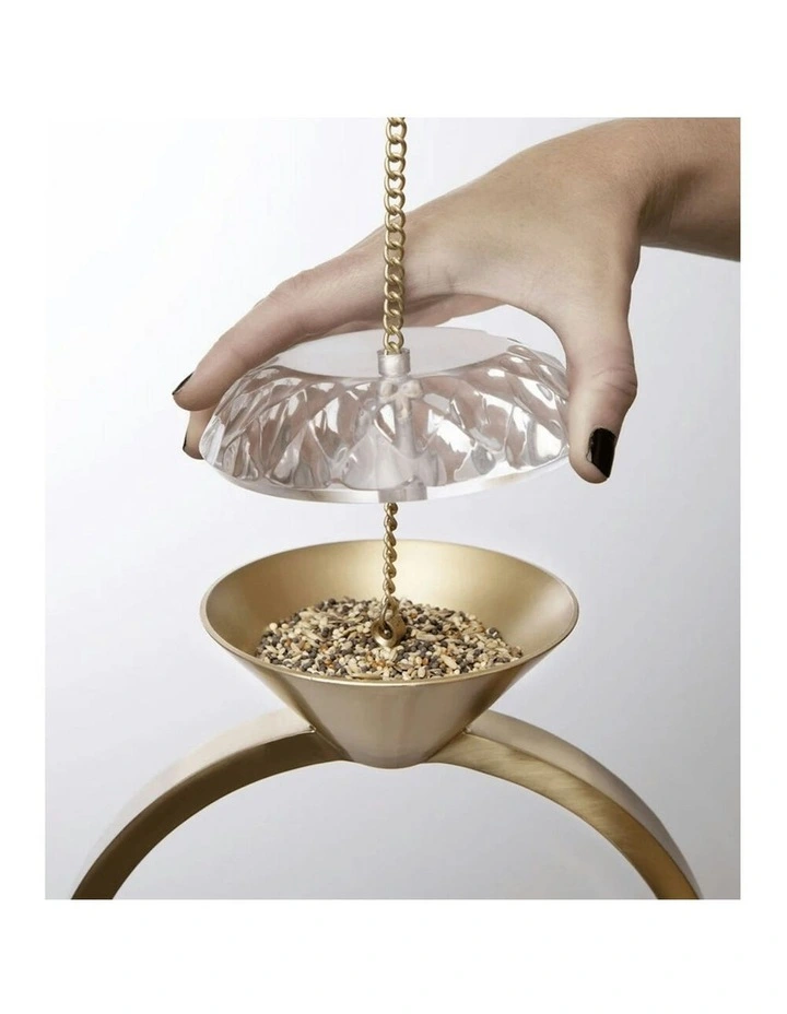 Diamond Ring Hanging Bird Feeder 29cm in Gold image 5