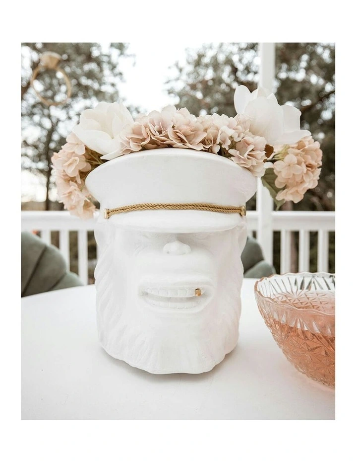 Monkey Plant Large Pot Centerpiece Tabletop Decor in White image 3