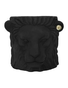 Small Lion Plant Pot Centerpiece Tabletop Decor in Black