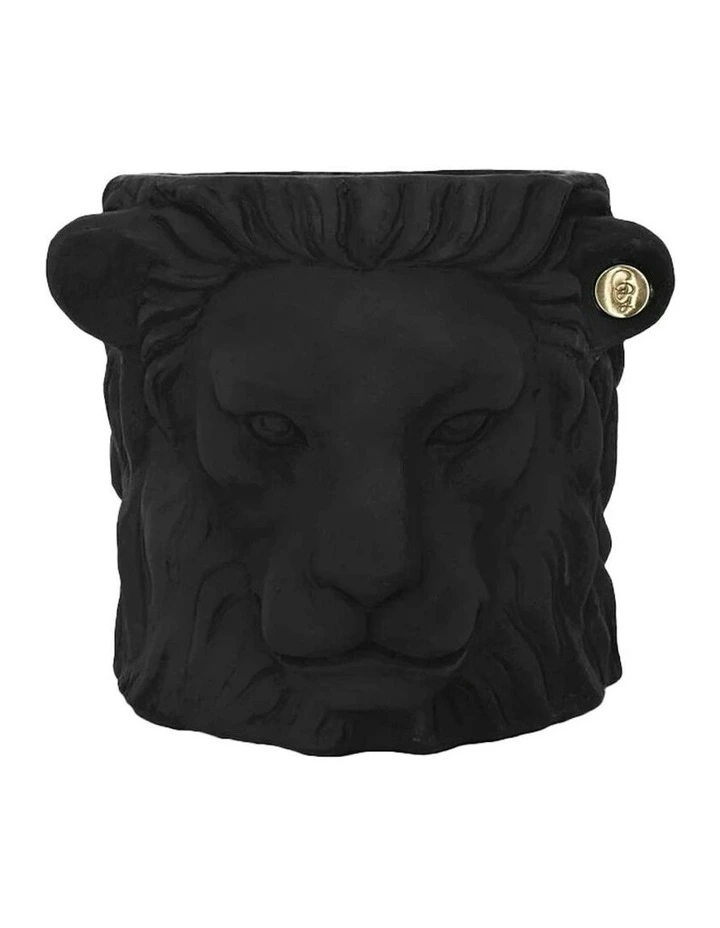 Small Lion Plant Pot Centerpiece Tabletop Decor in Black image 1