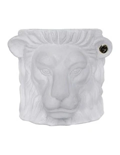 Small Lion Plant Pot Centerpiece Tabletop Decor in White