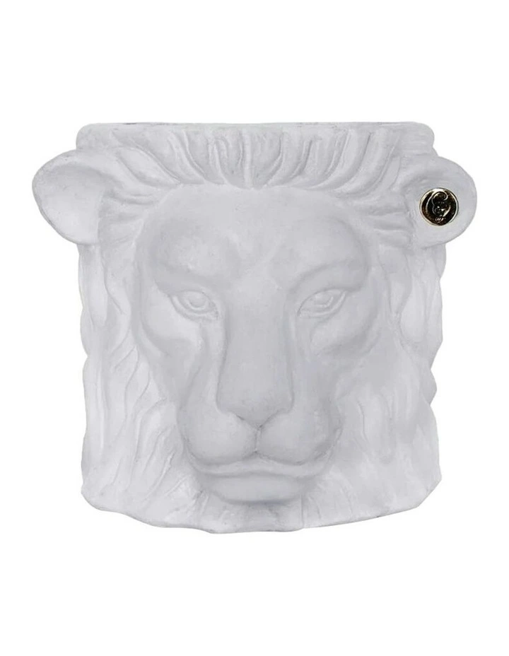 Small Lion Plant Pot Centerpiece Tabletop Decor in White image 1
