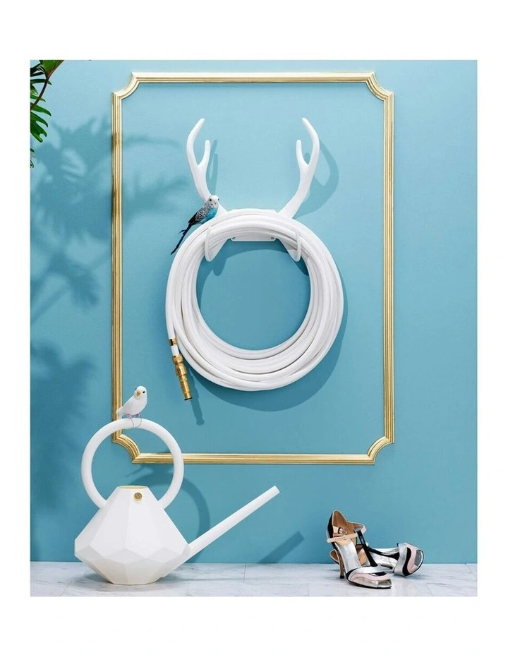 Reindeer Wall Mounted Water Hose Holder in White image 2