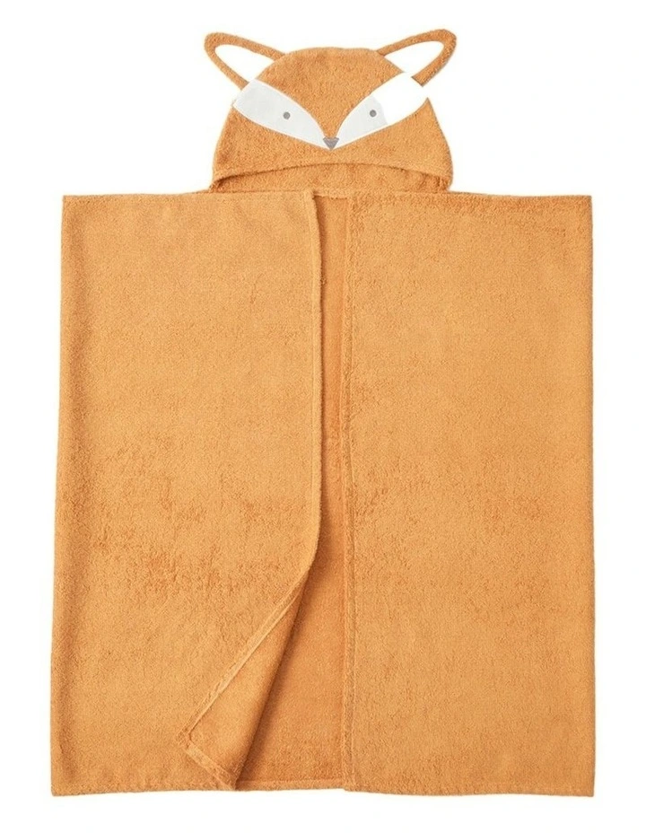Cotton Felix Fox Hooded Towel Poncho Baby Bath Clothing Mustard image 1