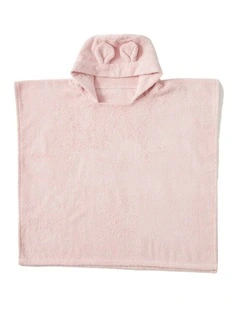 Cotton Sunshine Hooded Poncho Towel Baby Bath in Pink