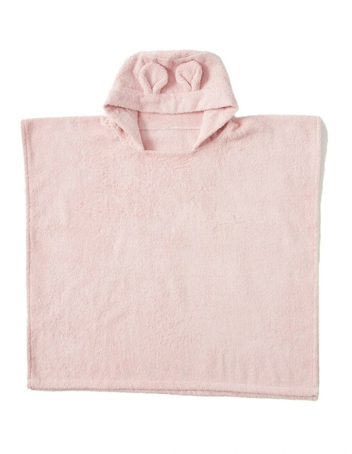 Cotton Sunshine Hooded Poncho Towel Baby Bath in Pink image 1