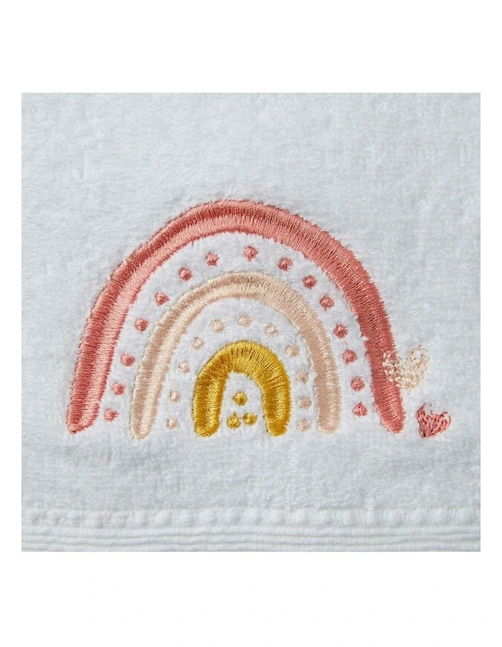 Rainbow Bath Towel and Face Washer with Organza Bag in White image 2