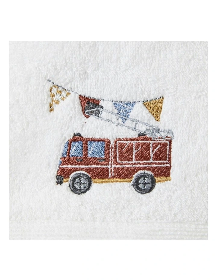 Cotton Transport Bath Towel and Face Washer with Organza Bag in White image 4