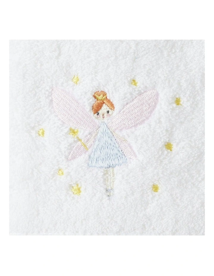 Fairy Dust Baby Bath Towel and Face Washer with Organza Bag in White image 2