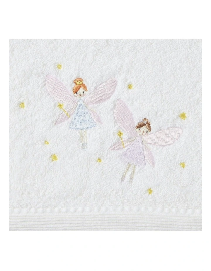 Fairy Dust Baby Bath Towel and Face Washer with Organza Bag in White image 3