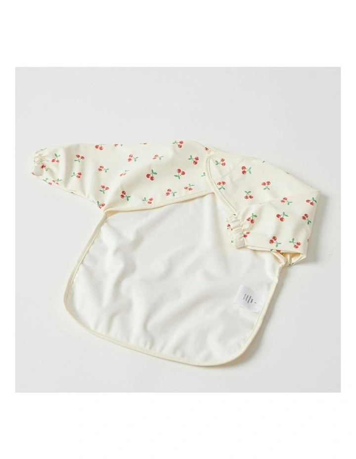 Polyester Cherry Smock Long-Sleeve Feeding Apron in Cream image 2