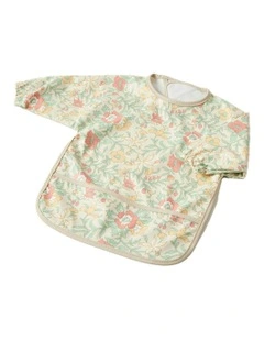 Polyester Spring Garden Smock Long-Sleeve Feeding Apron in Beige